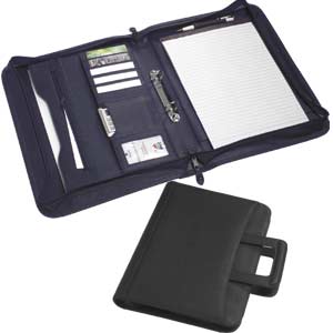 Drop-Handle Zip Around Folder+Pad - Black or Navy Koskin