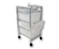 CHROME TROLLEY W/3 FROSTED WHITE DRAWERS CHROME TROLLEY W/3 FROSTED WHITE DRAWERS