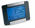 Jumbo display LCD desk clock with calendar and alarm function.