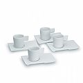 4 piece espresso set with rectangular saucers. An italian touch