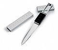 Letter opener and magnifier in satin metal finish with contrasti