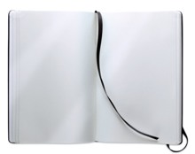 A5 notebook with soft PU cover and 96 blank pages closed by an e