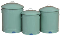 Set 3 Retro Garbage Can - Mint Green