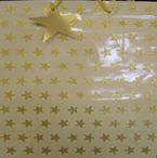 Gift bag - cream/gold glitter stars - med