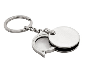 NICKEL SATIN KEYRING WITH MAGNIFIER