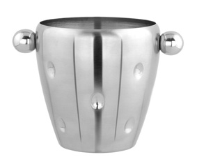 DIMPLED SILVER ICE BUCKET WITH HANDLES