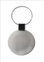 Sleek Silver Round Metal Keyring Mirror Finish-Black Fill
