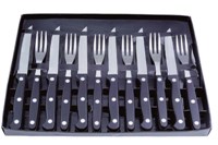 12Pc Ss And Wood Steak Knife And Fork Set In Presentation Box