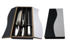 Yin Yang Carving Set- White Knife Handles- Black And White Box