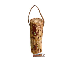 NATURAL WILLOW WINE BASKET HOLDER WITH WAITERS FREIND