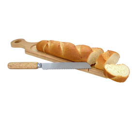 BAGUETTE WOODEN BOARD WITH KNIFE