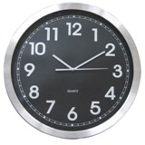 Stainless Steel & Black Face Wall Clock Sweep Movement 35Cm