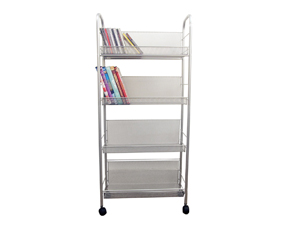 Four Tiered Silver Mesh Dvd Cart W/W