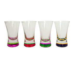 Set Of 4 Shooter Glasses W/Coloured