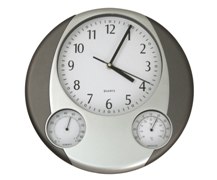 Silver And Dark Grey Weather Station Wall Clock (32Cm)