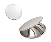 Round Silver Double Compact Mirror Plain (6Cm)