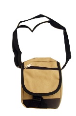 Beige Shoulder Bag W/Black Trim (21X15.5Cm)