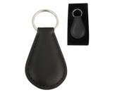 Black pu keychain in presentation box-teardrop design