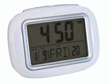White Digital Lcd Alarm Clock W/Calendar,Thermometer & Luminous