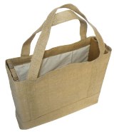 Natural Cotton & Hessian Shoulder Bag - Size: 370mm x 330mm x 12