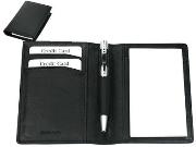 Nappa leather Mini Note Pad holder, pen and 2 pads - black