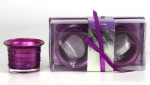 2Pc Frosted Candle Set Lilac