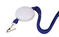 White Stress Ball With Blue Lanyard - Avail in: Blue / White