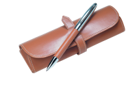 Leather Pen and Pouch Set - Brown