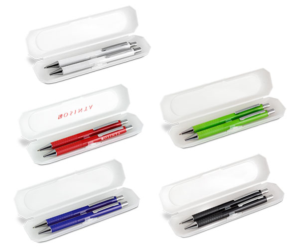 Tag Team Pen And Pencil Set - Avail in: Black, white, Red, Lime