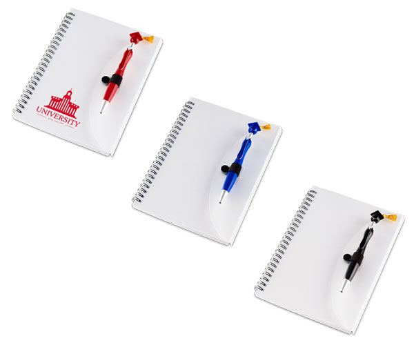 Swanky Graduation A5 Notebook And Pen - Avail in: Black, Red or