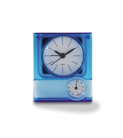 Thermometer clock in assorted colours
