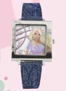 Licenced Kiddies Barbie Square Denim Cuff Wrist Watch