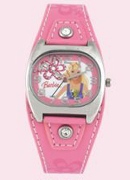 Licenced Kiddies Barbie Pink Lth Cuff Rec Dial Wrist Watch