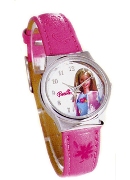 Licenced Kiddies Barbie Pink Strap White Dial Wrist Watch