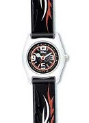 Jacques Farel Boys Dynamic Black Flame Strap Wrist Watch
