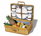 Rattan picnic basket and crockery for 4 persons