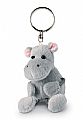 Hippo plush toy with key holder.  Size 16x11x4,5cm