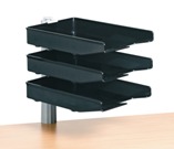 Swivel Letter Trays, 3 Tier Unit with Clamp Fix - Black