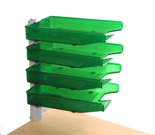Swivel Letter Trays, 4 Tier Unit with Clamp Fix - Green