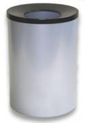 Wide Litter Bin with Black Funnel Top, Solid - Silver