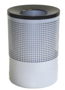 Wide Litter Bin with Black Funnel Top, Square Punch - Silver