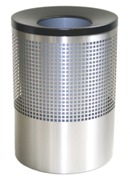 Wide Litter Bin with Black Funnel Top, Square Punch - Stainless