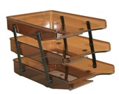 Letter Trays, Three Tier Cantilever - Brown