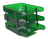Letter Trays, Three Tier Cantilever - Green