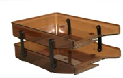 Letter Trays, Two Tier Cantilever - Brown
