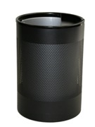 Wide Litter Bin with Single Ashtray Flip Top, Perforated - Black