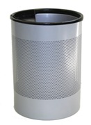 Wide Litter Bin with Single Ashtray Flip Top, Perforated - Silve