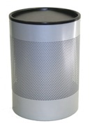 Wide Litter Bin with Swivel Top, Perforated - Silver