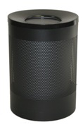 Wide Litter Bin with Black Swivel Funnel Top, Perforated - Black