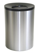 Wide Litter Bin with Black Swivel Funnel Top, Solid - Stainless